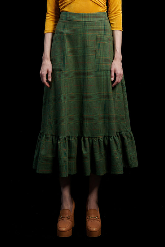 A-LINE MIDI SKIRT GREEN