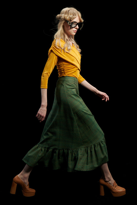 A-LINE MIDI SKIRT GREEN