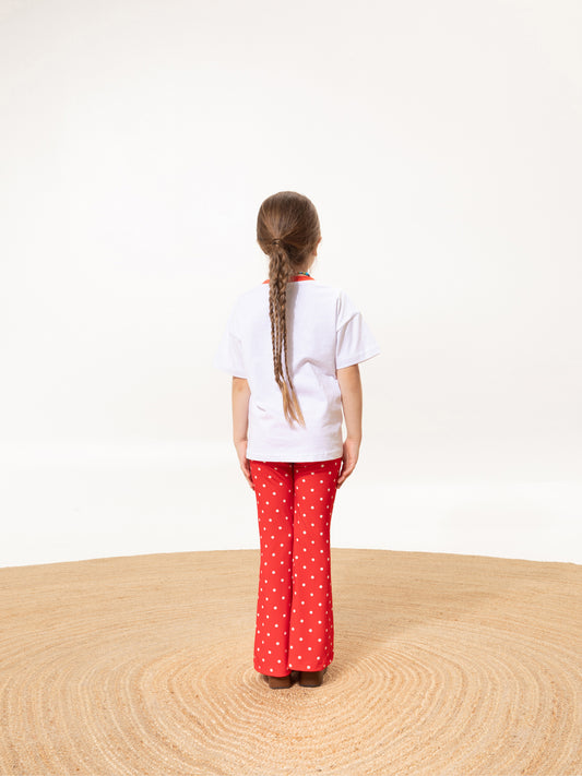 KIDS FLARED PANTS POUA RED