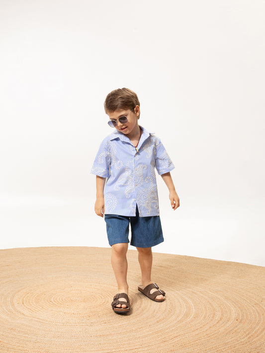 KIDS EMBROIDERED SHIRT LIGHT BLUE