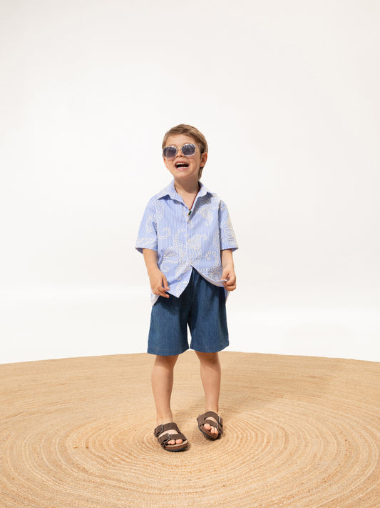 KIDS EMBROIDERED SHIRT LIGHT BLUE