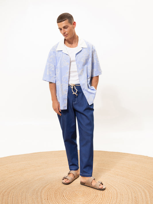 EMBROIDERED SHIRT LIGHT BLUE