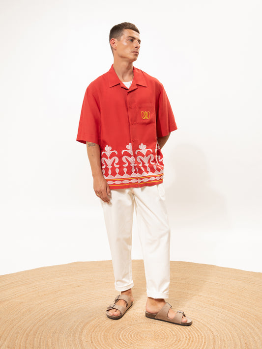 EMBROIDERED SHIRT RED