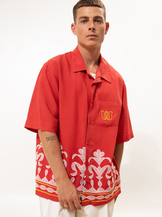 EMBROIDERED SHIRT RED