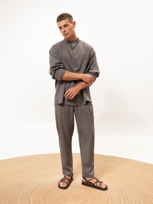 PLEATED PANTS TAUPE GREY