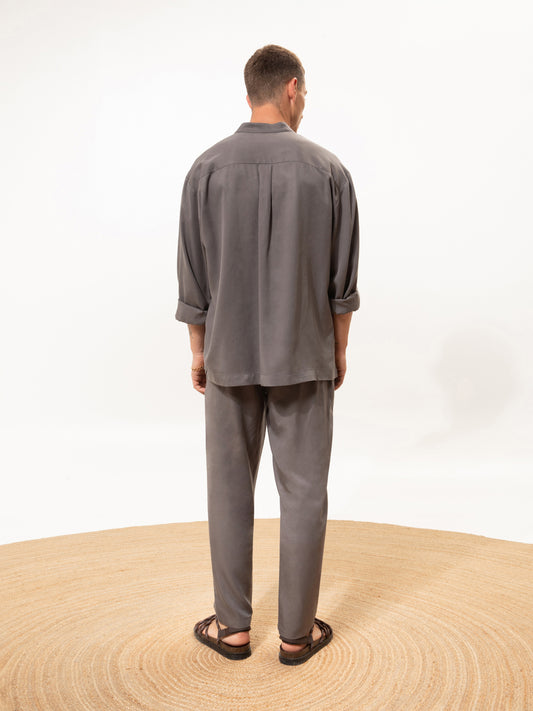 PLEATED PANTS TAUPE GREY