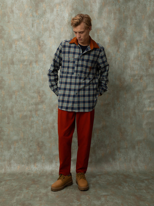 CHECKED COTTON SHIRT - BLUE