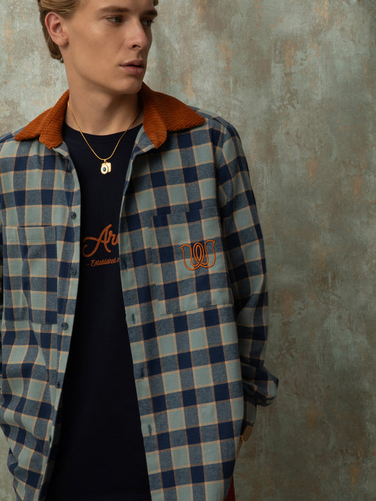 CHECKED COTTON SHIRT - BLUE