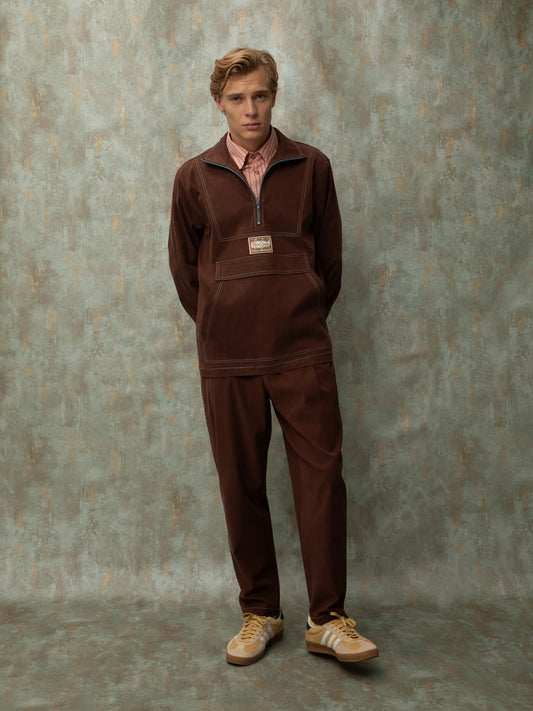 ZIP-UP BLOUSE - BROWN