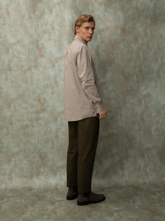 STRIPED POPLIN SHIRT - GREY