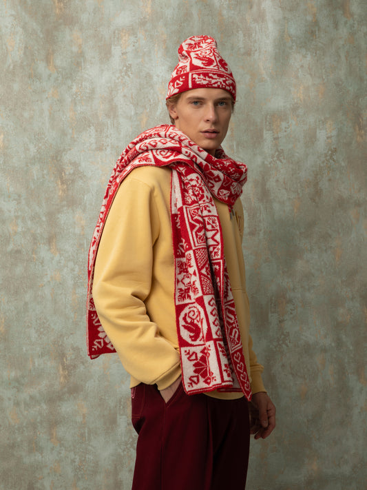 JACQUARD KNIT BEANIE