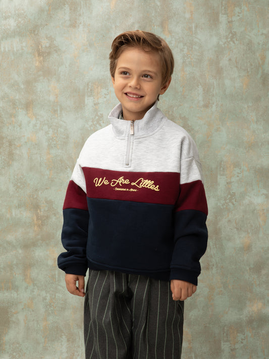 ZIP-UP SWEATSHIRT - GREY & BLUE