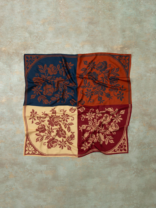 BANDANA SCARF - EMBROIDERED FLOWERS
