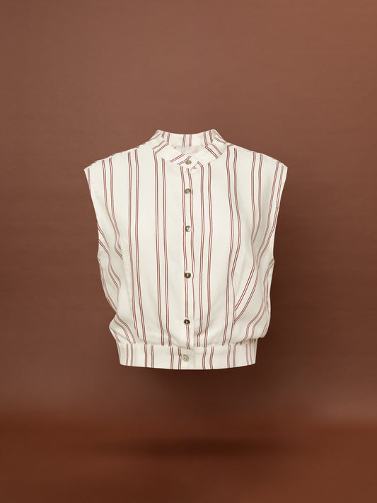 SLEEVELESS SHIRT - STRIPES RED