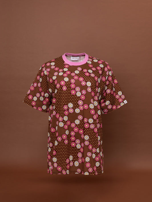 OVERSIZED T-SHIRT - DAISIES CHOCO