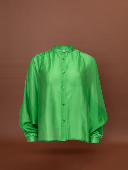 MAO-COLLAR SHIRT - GREEN
