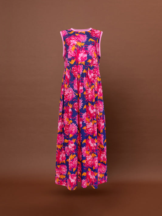 SLEEVELESS COTTON DRESS - CHRYSANTHEMA BLUE