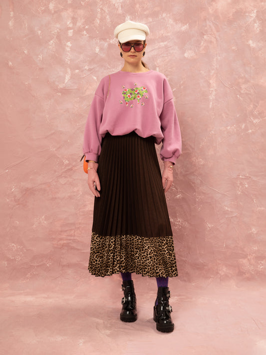 PLEATED MAXI SKIRT - BROWN