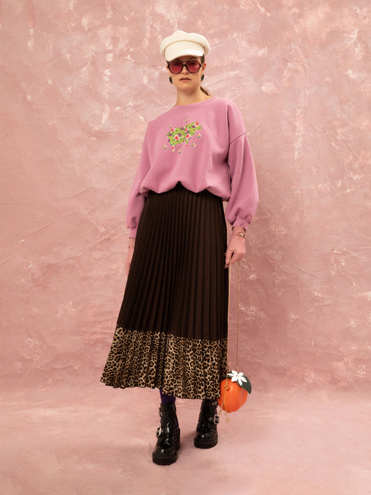 PLEATED MAXI SKIRT - BROWN