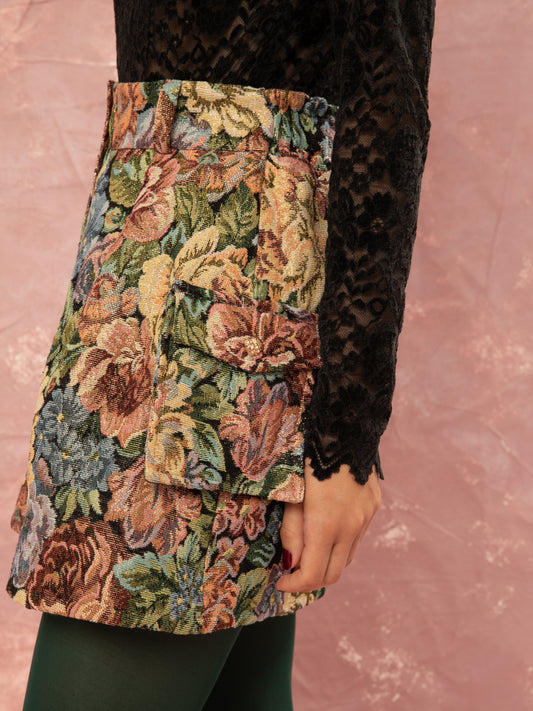 FLORAL JACQUARD MINI SKIRT