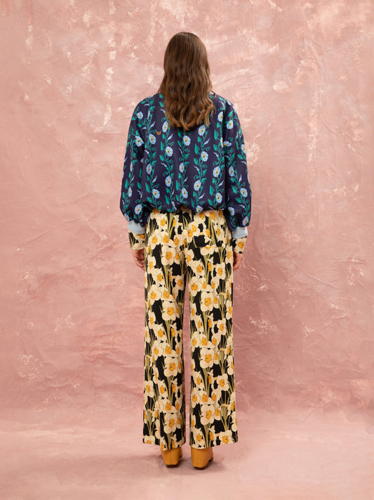 ELASTICATED-WAIST PANTS - NARCISSUS BLACK