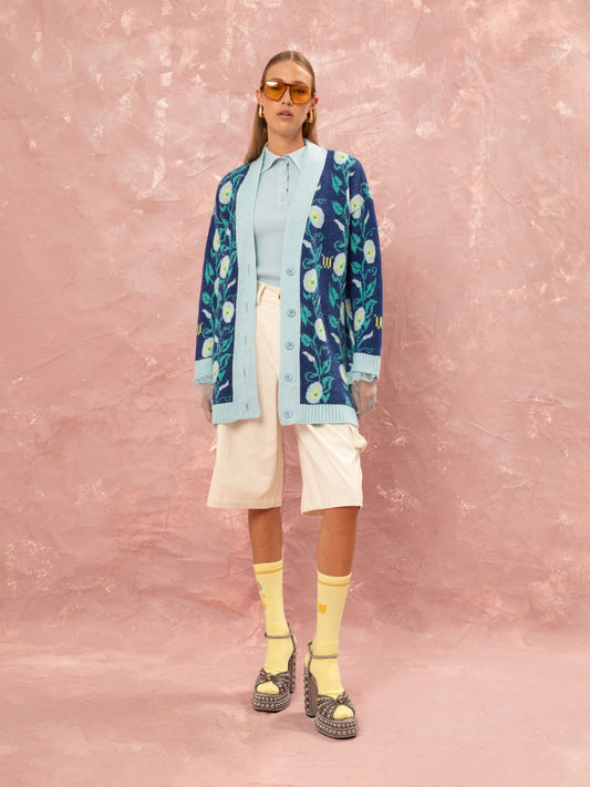 JACQUARD KNIT CARDIGAN - MOONFLOWERS