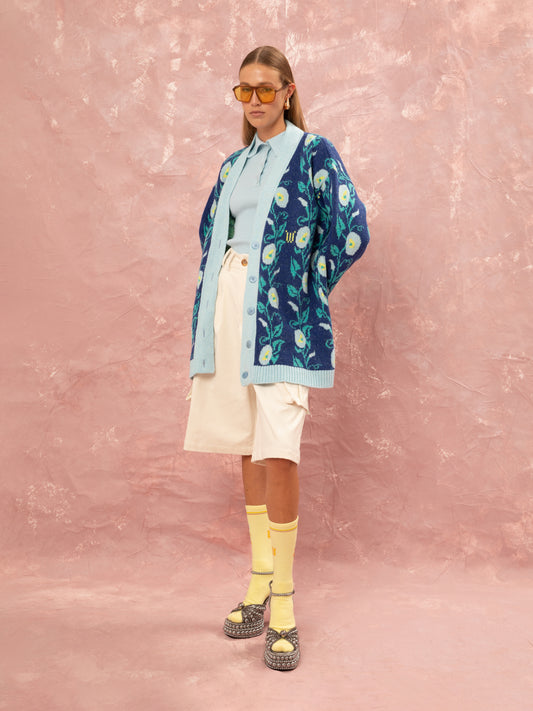 JACQUARD KNIT CARDIGAN - MOONFLOWERS
