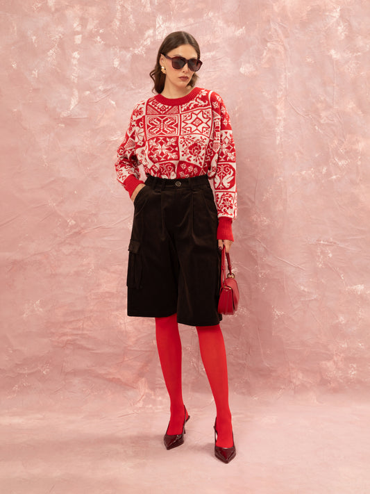 JACQUARD KNIT LONG JUMPER - KOUVERTA