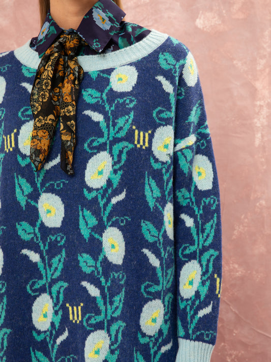 JACQUARD KNIT LONG JUMPER - MOONFLOWERS