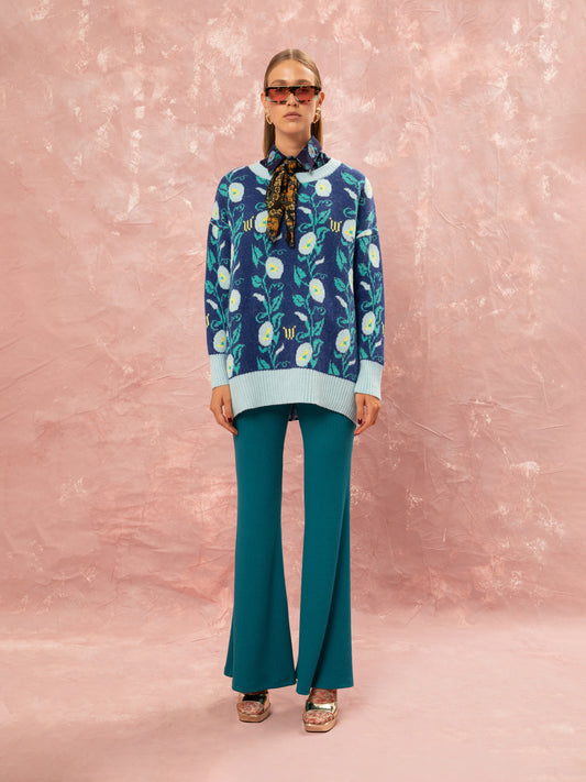 JACQUARD KNIT LONG JUMPER - MOONFLOWERS
