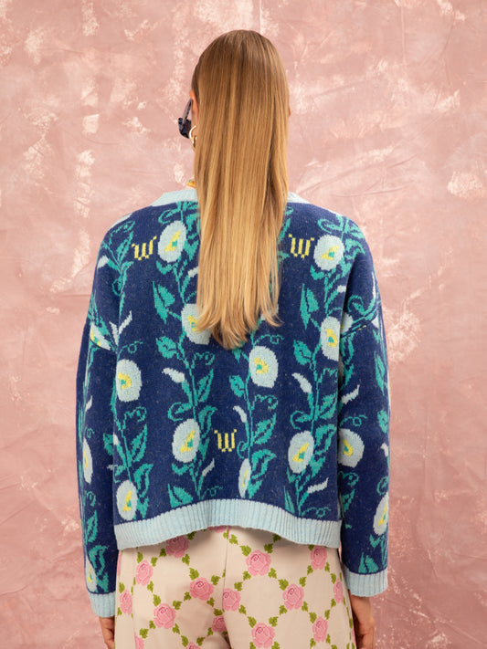 JACQUARD KNIT CROPPED JUMPER - MOONFLOWERS