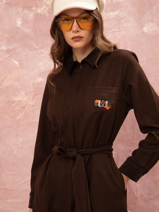 LOOSE JUMPSUIT - BROWN