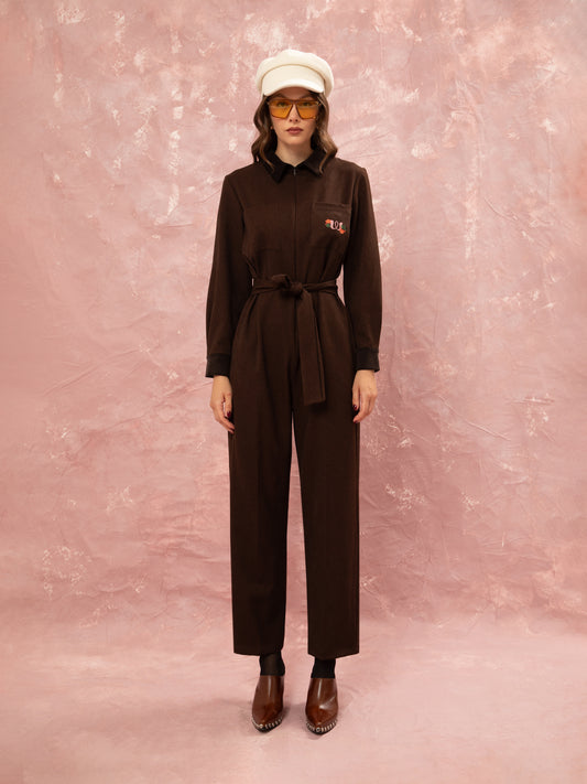 LOOSE JUMPSUIT - BROWN