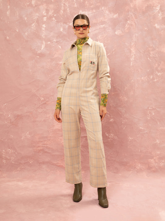 LOOSE JUMPSUIT - CHECKED