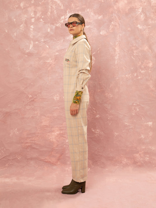 LOOSE JUMPSUIT - CHECKED