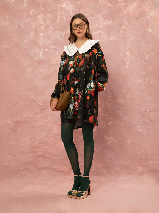 BIG COLLAR MINI DRESS - STILL LIFE