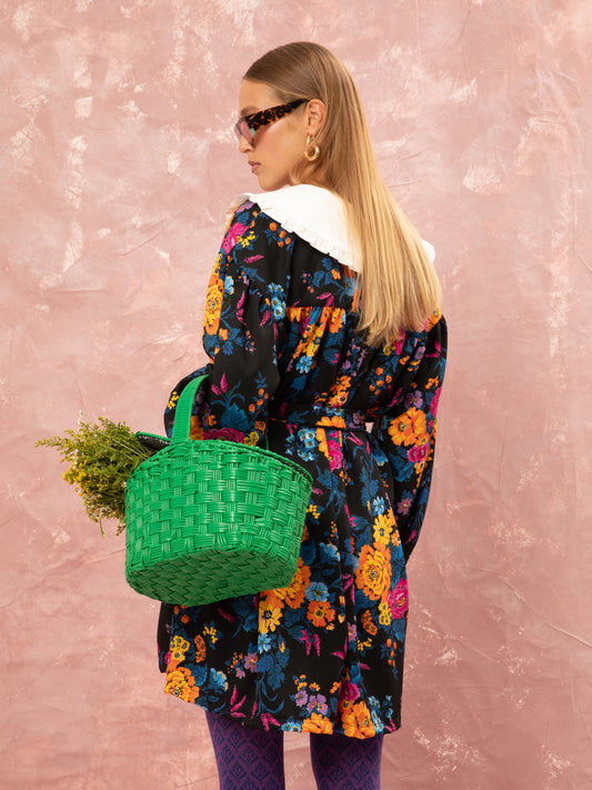 BIG COLLAR MINI DRESS - TAPETSARIA BLACK