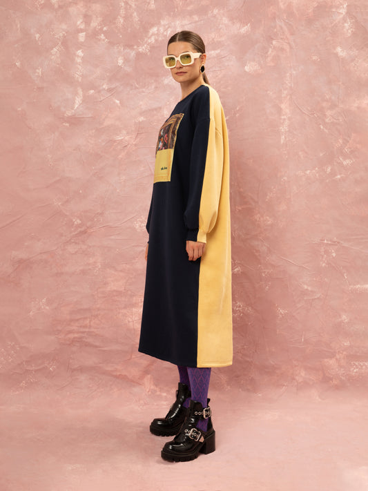 FUTTER OVERSIZED DRESS - BLUE/YELLOW
