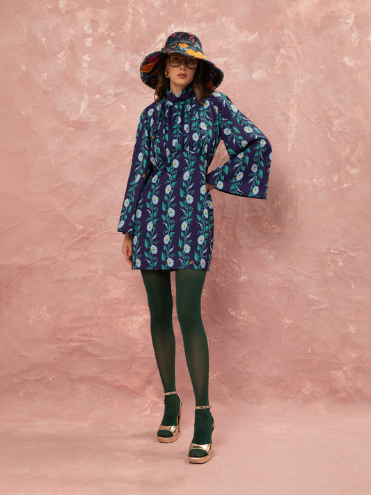 TURTLENECK MINI DRESS - MOONFLOWERS