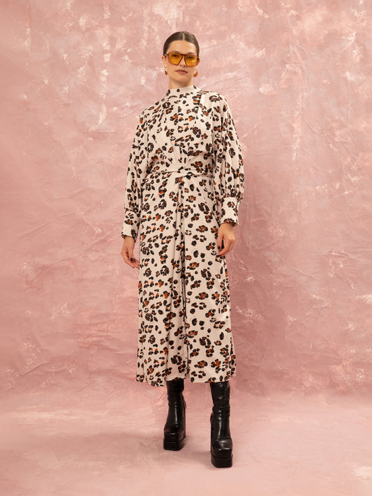 KAFTAN MAXI DRESS - LEOPARD