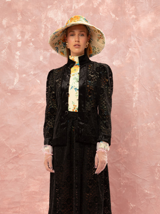 LACE SHIRT TOP - BLACK