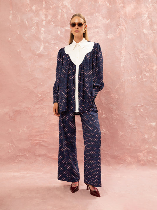 OVERSIZED SHIRT - FLORAL DOT BLUE