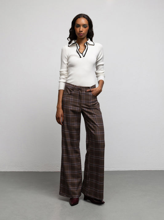 PATTI PANTS - CHECK BROWN