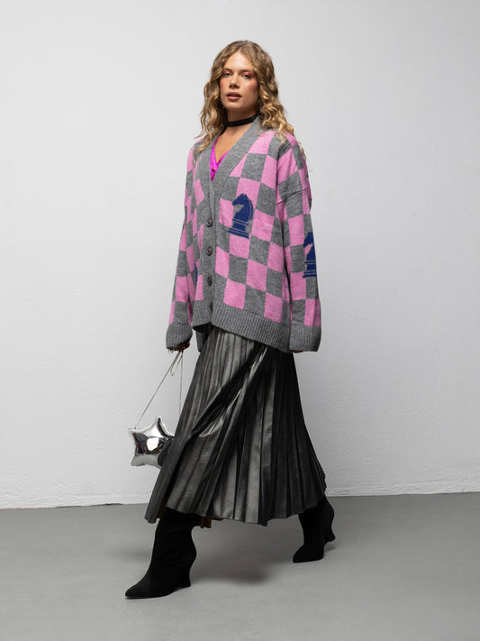 PALOMA KNIT CARDIGAN - CHESS PINK