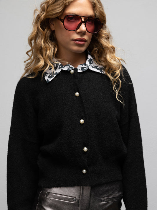 BEVERLY KNIT CARDIGAN - BLACK