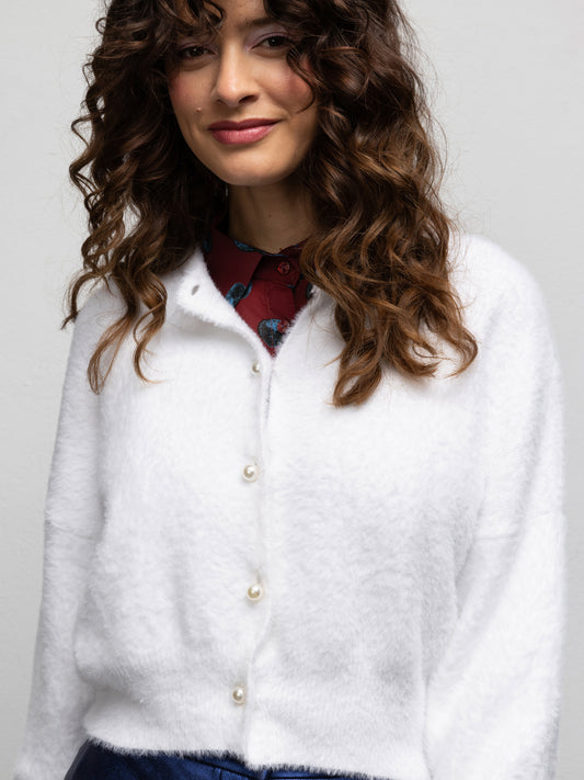 BEVERLY KNIT CARDIGAN - WHITE