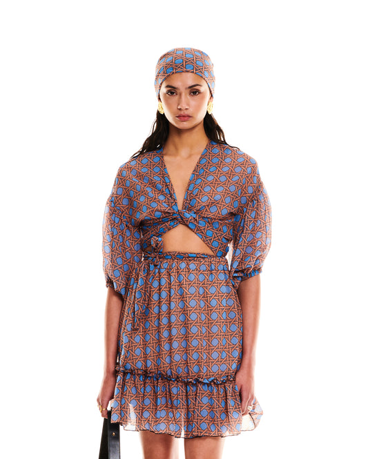 RUFFLED MINI SKIRT - RATTAN