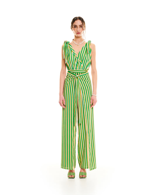 PAREO WRAP PANTS - STRIPES GREEN
