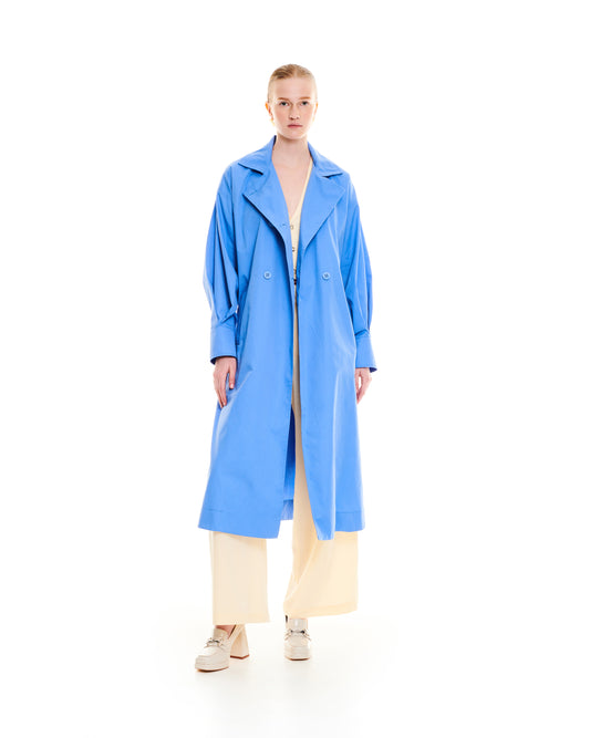 LIGHTWEIGHT TRENCH COAT - LIGHT BLUE