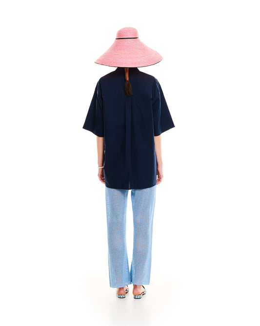 OPEN-KNIT PANTS - LIGHT BLUE